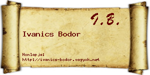 Ivanics Bodor névjegykártya